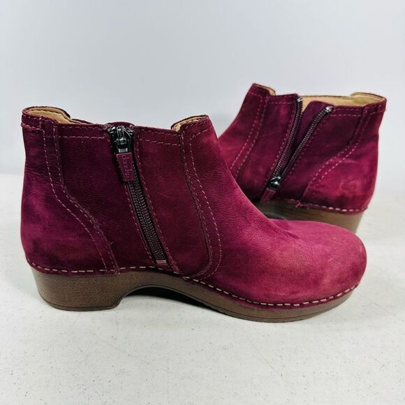 Excellent Dansko Barbara Bootie In Beautiful Wine Nubuck, Women’s Size 36-5-5,5 - Picture 6 of 8